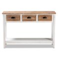 thumbnail image 3 of Bowery Hill White and Oak Brown Finished Wood 3-Drawer Console Table, 3 of 8