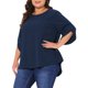 thumbnail image 4 of Blusa Casual de Verano para Mujeres de Talla Grande Agnes Orinda con Puntos Suizos, Manga de Pétalo y Cuello Redondo 1X Azul Marino, 4 of 6