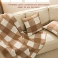 thumbnail image 2 of Pack of 2 Christmas Throw Pillow Covers, 18x18 Inch Faux Wool Buffalo Check Plaid with Locking Edge, Beige Holiday Decor for Couch, 2 of 5