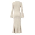 thumbnail image 5 of Taqqpue Long Sleeve Knit Maternity Dress Under $20 Pregnant Clothes for Women Long Ruffle Sleeve Ruched Bodycon Dress Pregnancy Clothes, 5 of 10