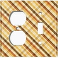 thumbnail image 4 of Metal Light Switch Plate Outlet Cover Yellow Orange Brown Plaid Wallpaper WAL032, 4 of 13