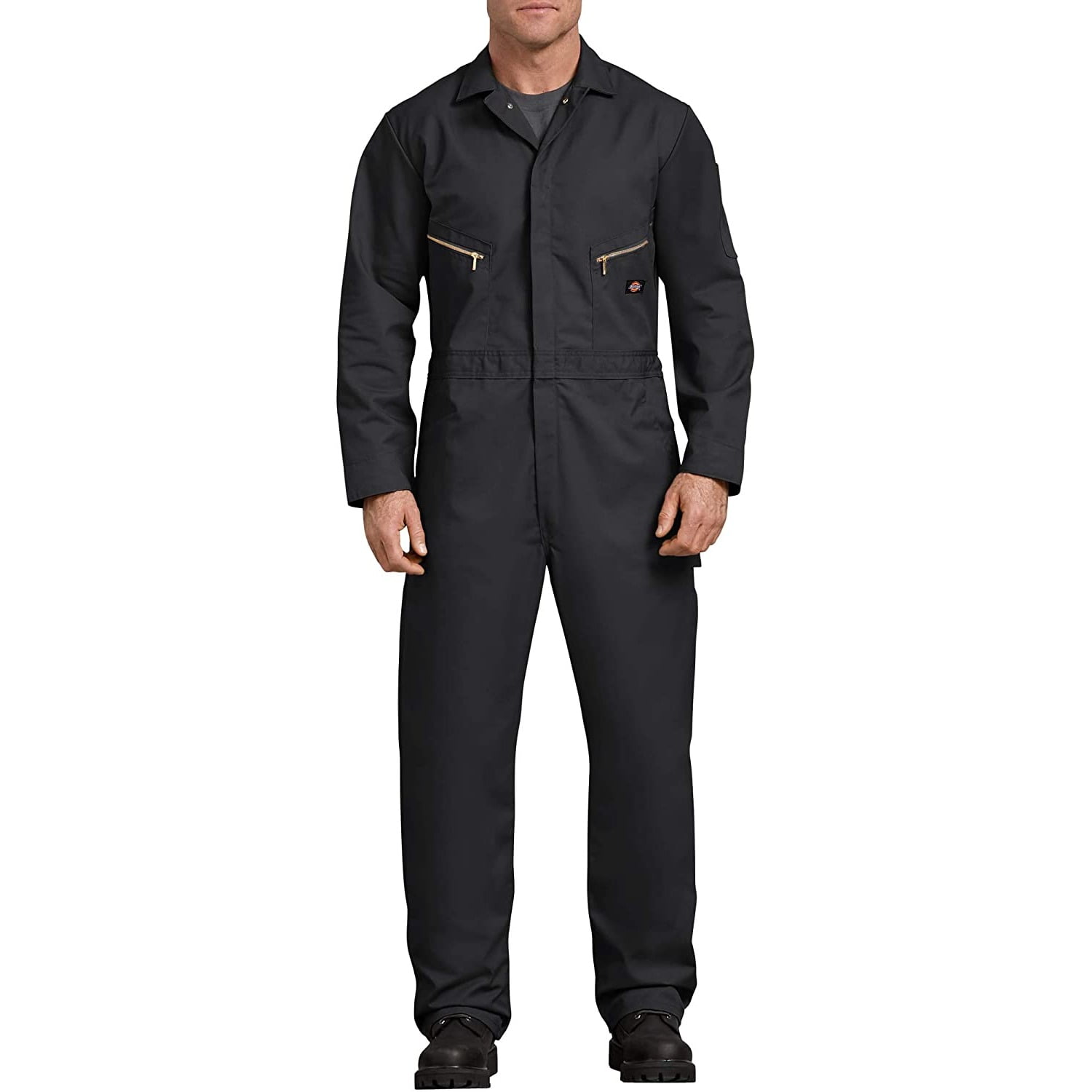 Dickies Men's Deluxe Long Sleeve Blended Coverall, Black, Large/Regular