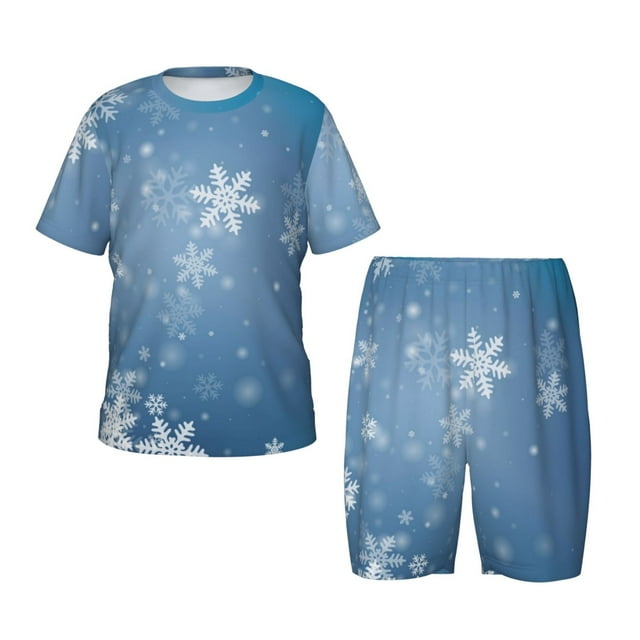 Balery Snowflakes1 Conjunto de Pijama Infantil de Manga Corta con Estampado – Ropa de Dormir de Algodón Suave-Small