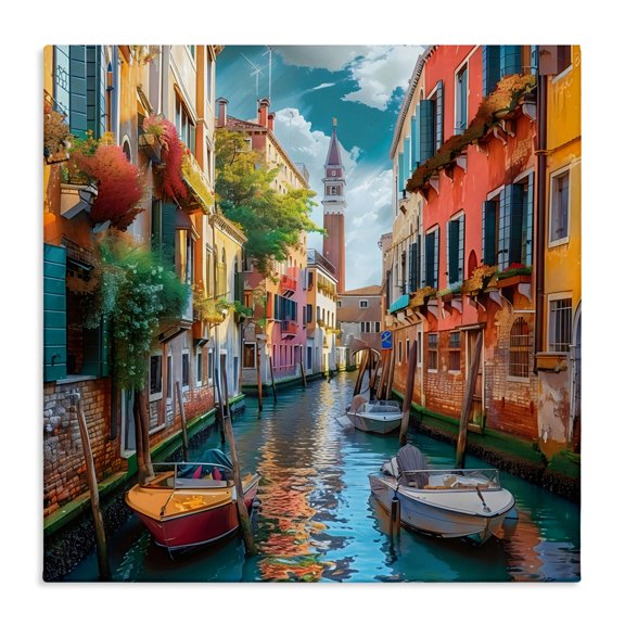 Stupell Industries Coastal Venetian Summer Canal Canvas Art, 17 x 17, by LSR Design Studio