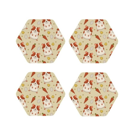 

Drink Coasters Set of 4 Radish Cartoon Cute Hamster Leather Coasters for Coffee Table Protector Heat Resistant Cute Coasters for Home Decor Housewarming Gifts Bar Kitchen 4 Inch Hexagon