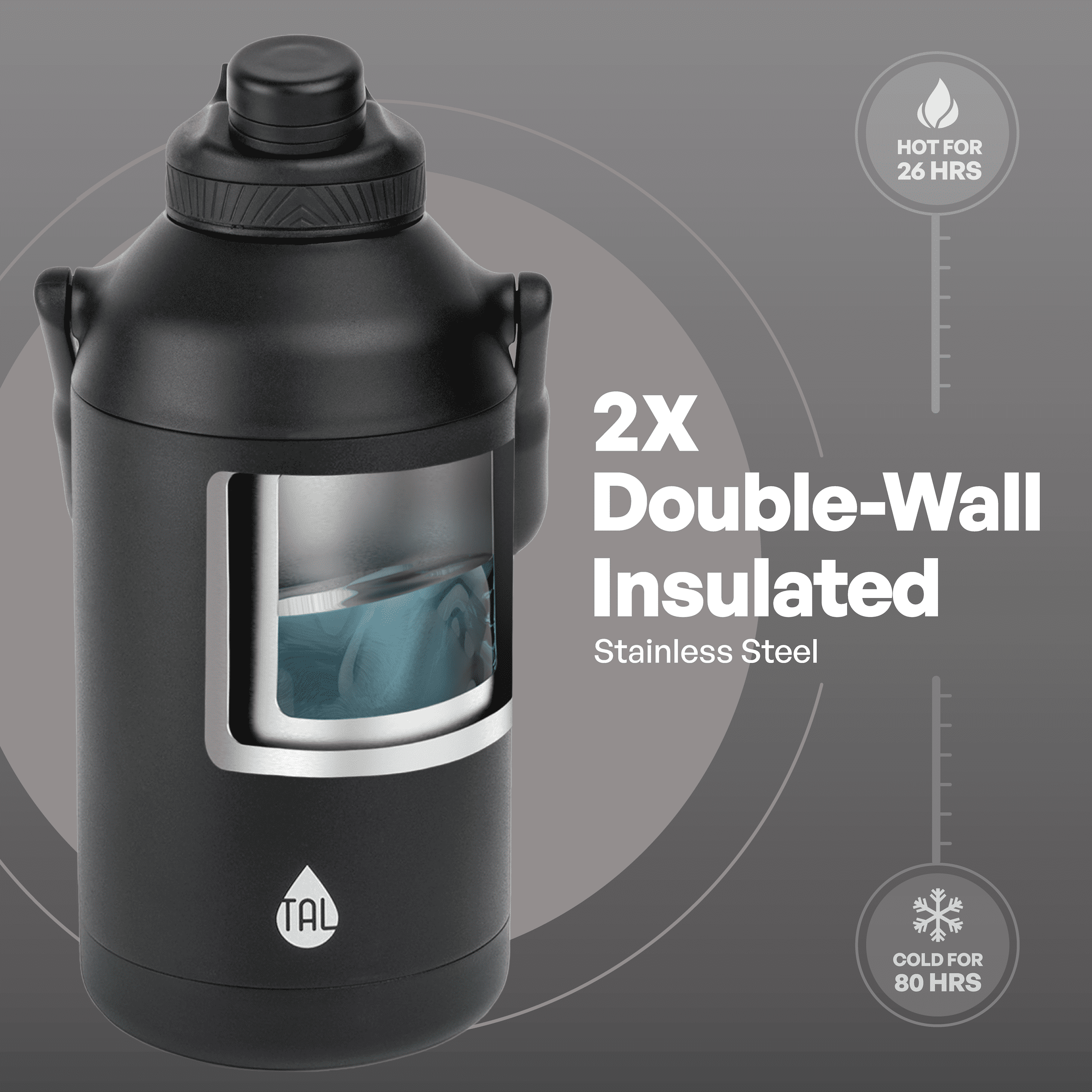 TAL 80 oz Insulated Stainless Steel Water Bottle