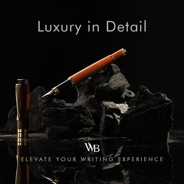 Penna Stilografica In Legno Di Bambù Premium | Pennino Medio | Set Con Custodia Legno E Inchiostro - Foto 7