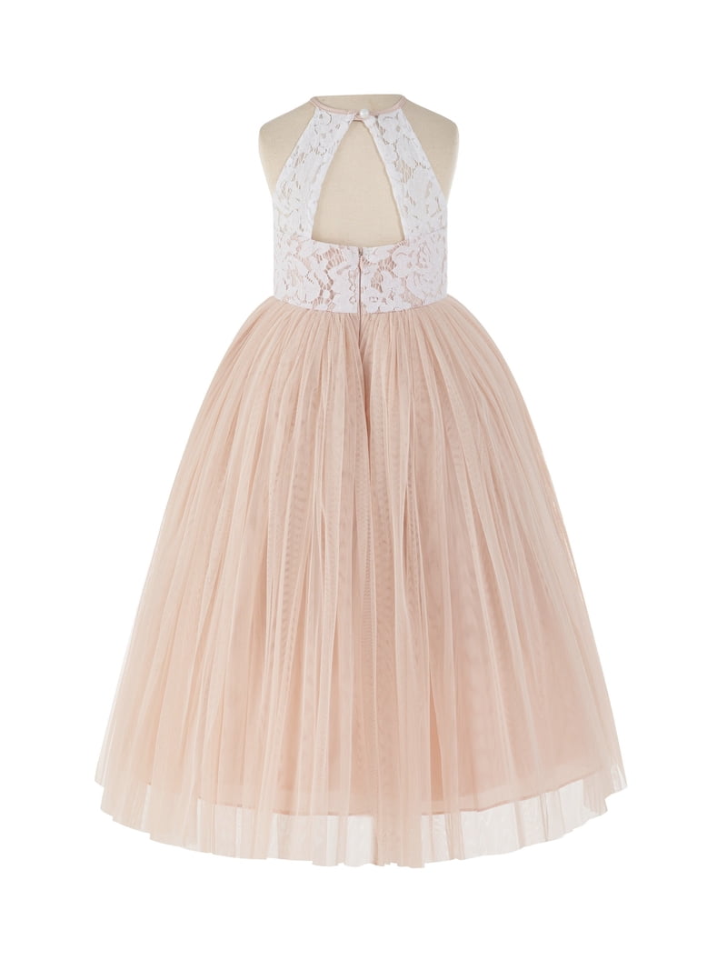 Ekidsbridal Lace Halter Back Flower Girl Dress for Graduation Ceremonial  Gown Father Daughter Dance 213 4 - Walmart.com