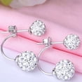 thumbnail image 6 of UDIYO Lady U-shape Spherical Micro Rhinestone Silver Tone Ear Studs Earrings Jewelry, 6 of 7