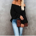 thumbnail image 2 of Kaliqueen Womens Sweaters Off Shoulder Long Sleeve Fall Winter Knit Pullover Tops Fashion Oversized Crew Neck LooseFit Woven Shirts, 2 of 8