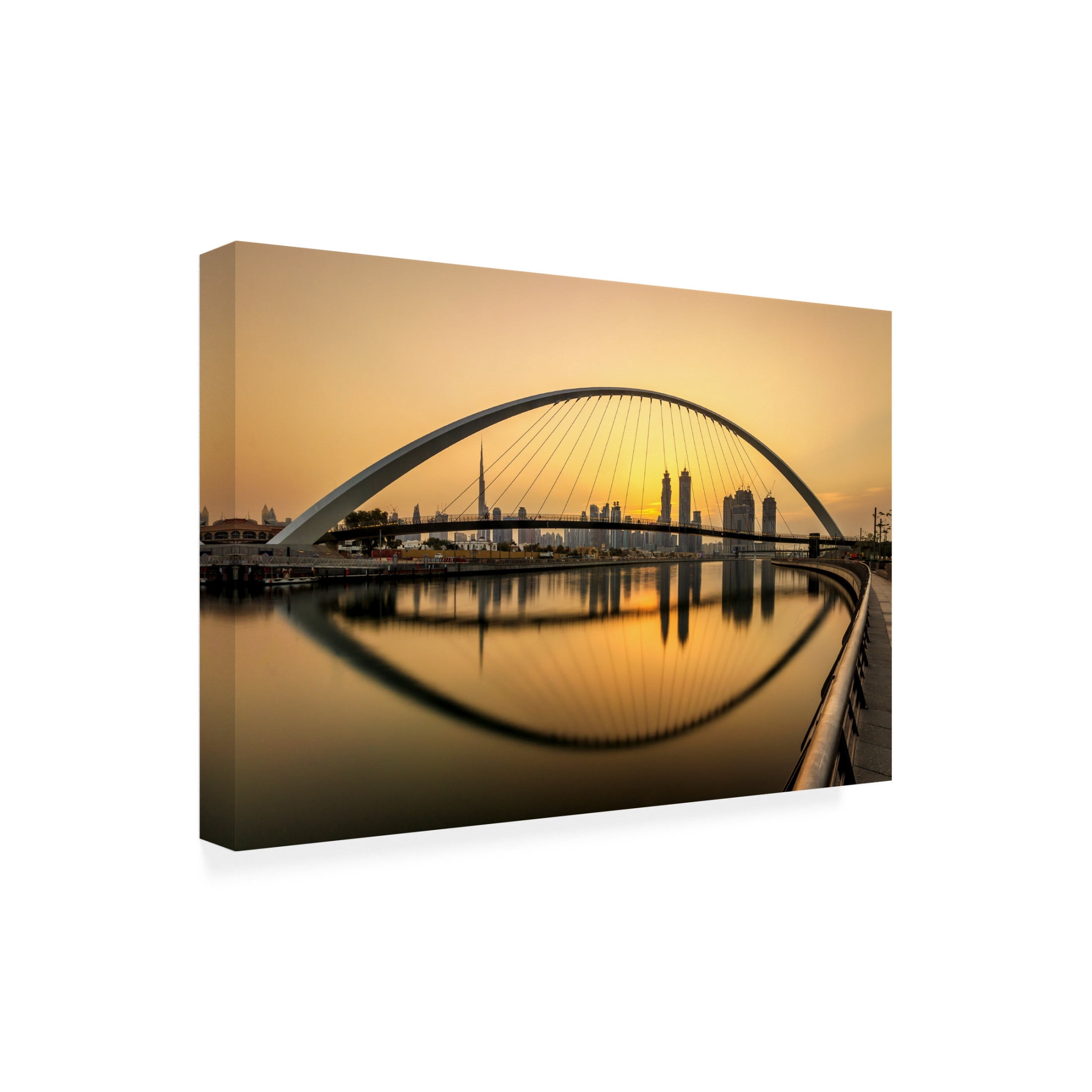 Canvas Wall Art - Mohammed Shamaa 'Dubai Water Canal' Wall Art for Living Room, Bedroom, or Office D?cor by Trademark Fine Art - 24 x 16 Inches