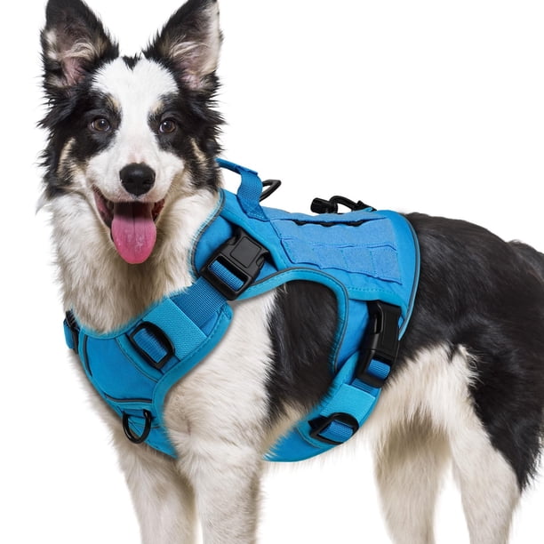 Arnés táctico para perros WINGOIN azul para perros grandes reflectante