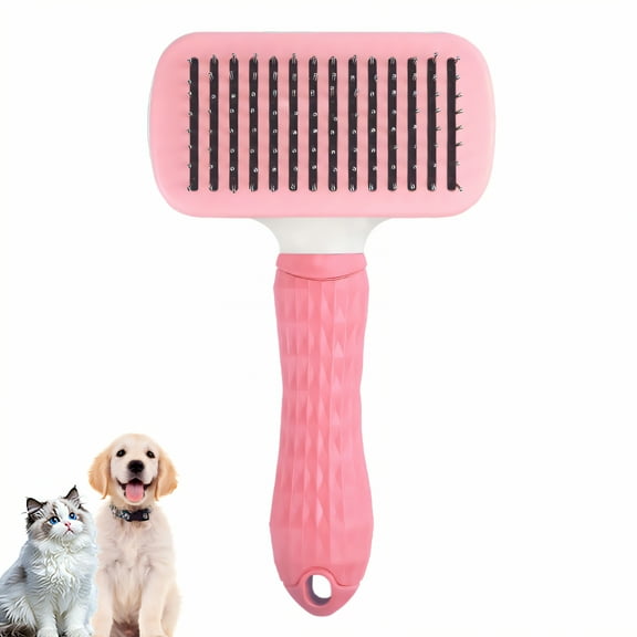 ACDANC Cat Brush,Self Cleaning Cat Brushes for Indoor Cats,Slicker Brush for Dogs,Pink