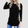 thumbnail image 3 of Fanxing Women's Basic Round Neck Tops Long Sleeve Buttons Pullover Top Fall Lightweight Casual Shirts Trendy Loose Tops, 3 of 7