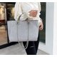 thumbnail image 4 of LHSHID Women Canvas Handbag Large Capacity Chain Tote Bag PU Handle Shoulder Bag, 4 of 6