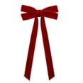 thumbnail image 2 of Velvet Ribbon Bows 10-Pack Pre-Tied Long Tail Wine Red Christmas Tree Decor 12.4 In Fabric Bow, 2 of 9