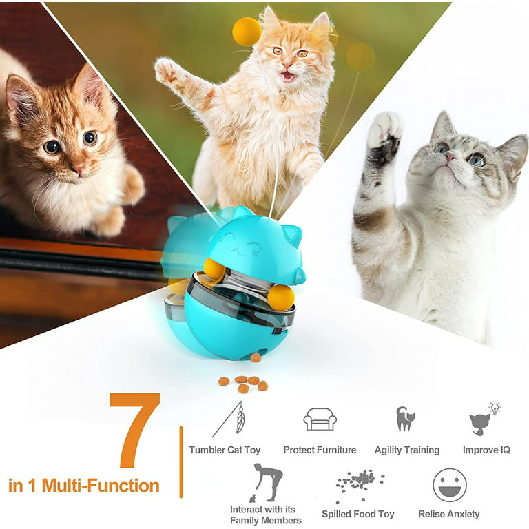 YCHJ Cat Feeder Puzzle Toys,Interactive Treat Dispensing Kitten Toys with  Tumbler Design, Circle Track with Moving Balls Satisfies Kitty's Hunting