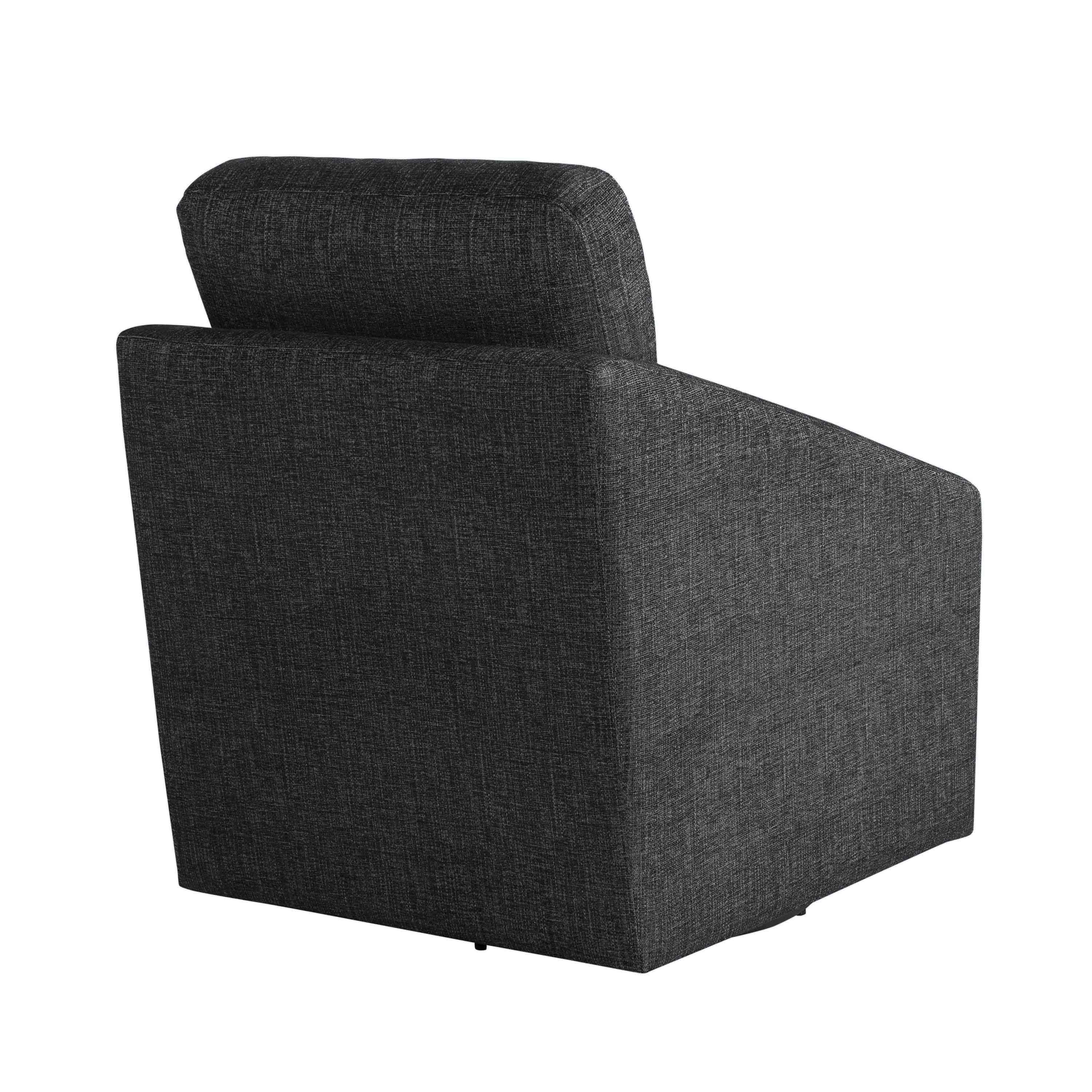 Studio Living Harvard Modern Swivel Accent Chair, Black Chenille Fabric