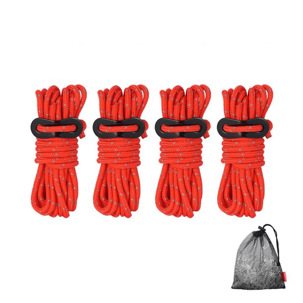 4 Uds. De cuerdas reflectantes para tienda de campaña de 3,5 m x 4mm, juego de cuerdas de viento con cordón