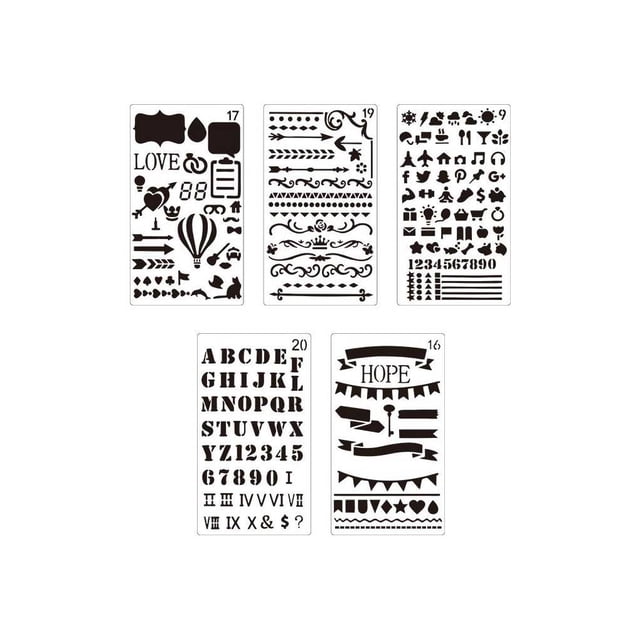 Tholdsy Plantilla de 5 uds., dibujo hueco en relieve, adornos para álbum de recortes, manualidades, tablero plegable, lavable, reutilizable pinturas