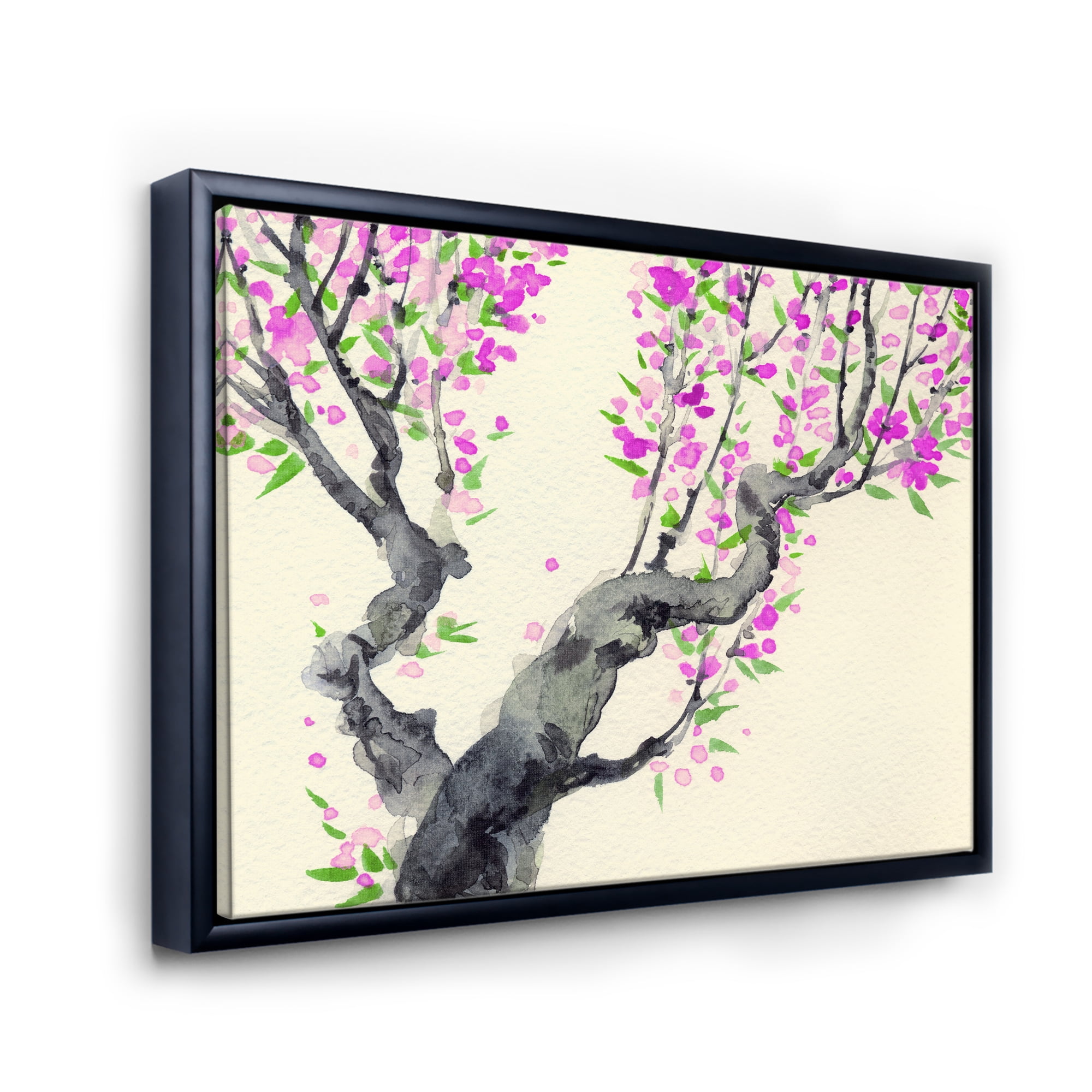 Designart 'The Japanese Tree With Purple Flowers On' Traditional Framed Canvas Wall Art Print