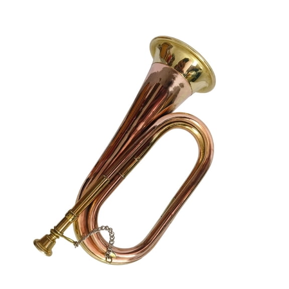 Civil War Era Solid Brass Copper Bugle US Military Cavalry Musical Instruments with Mouthpiece
