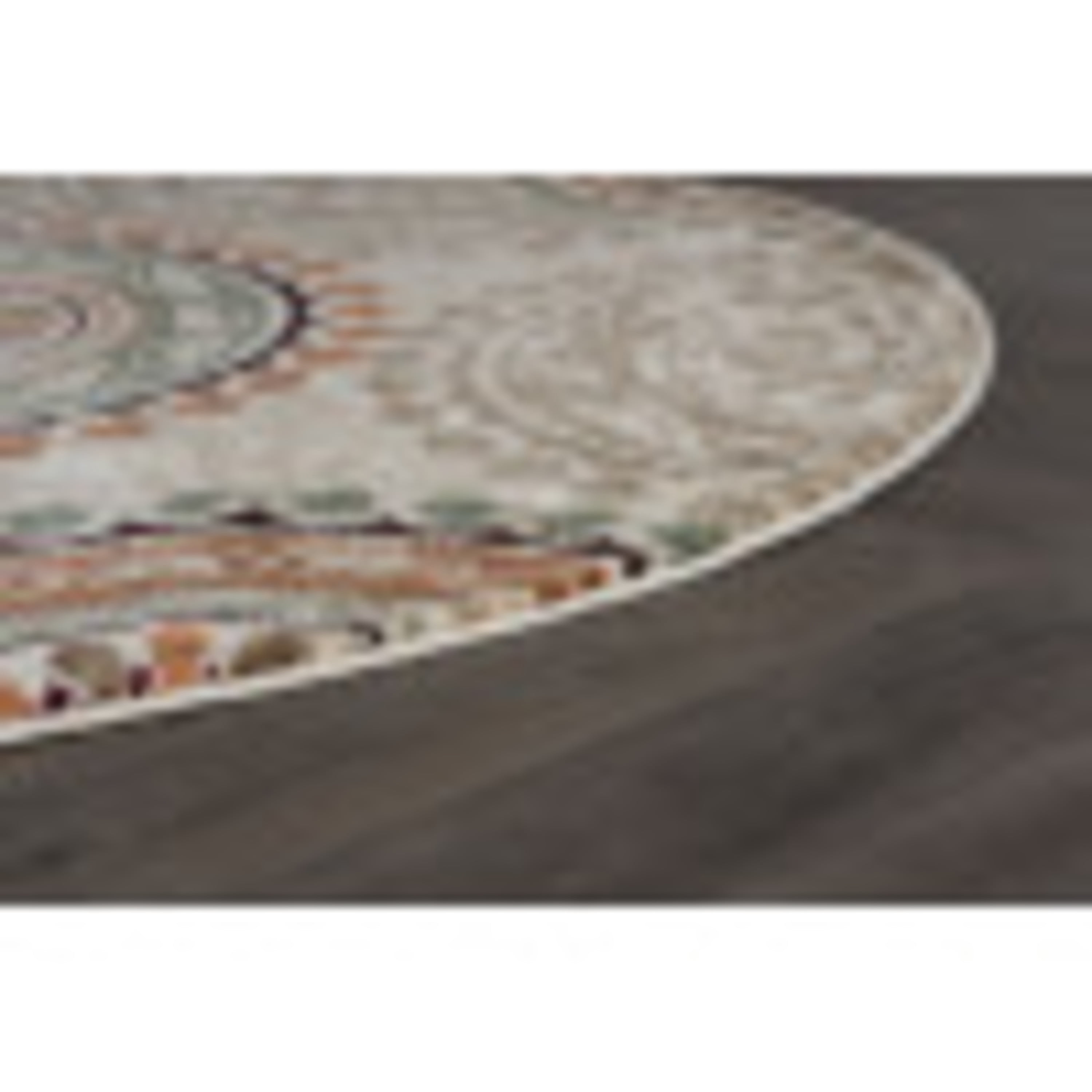Deco Transitional 8' Round Ivory and Beige Polypropylene Indoor Area Rug