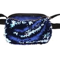 thumbnail image 5 of Patrón creativo 2 colores Lentejuelas Brillo Fanny Cintura Pa Cross Body Bag Monedero Azul + plata Hugo Bolso de hombro de las mujeres, 5 of 5