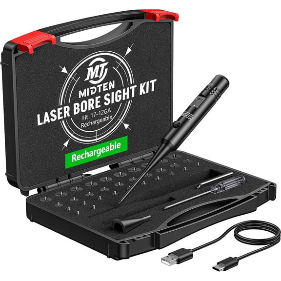 MidTen Rechargeable Bore Sighter Kit with 32 Adapters