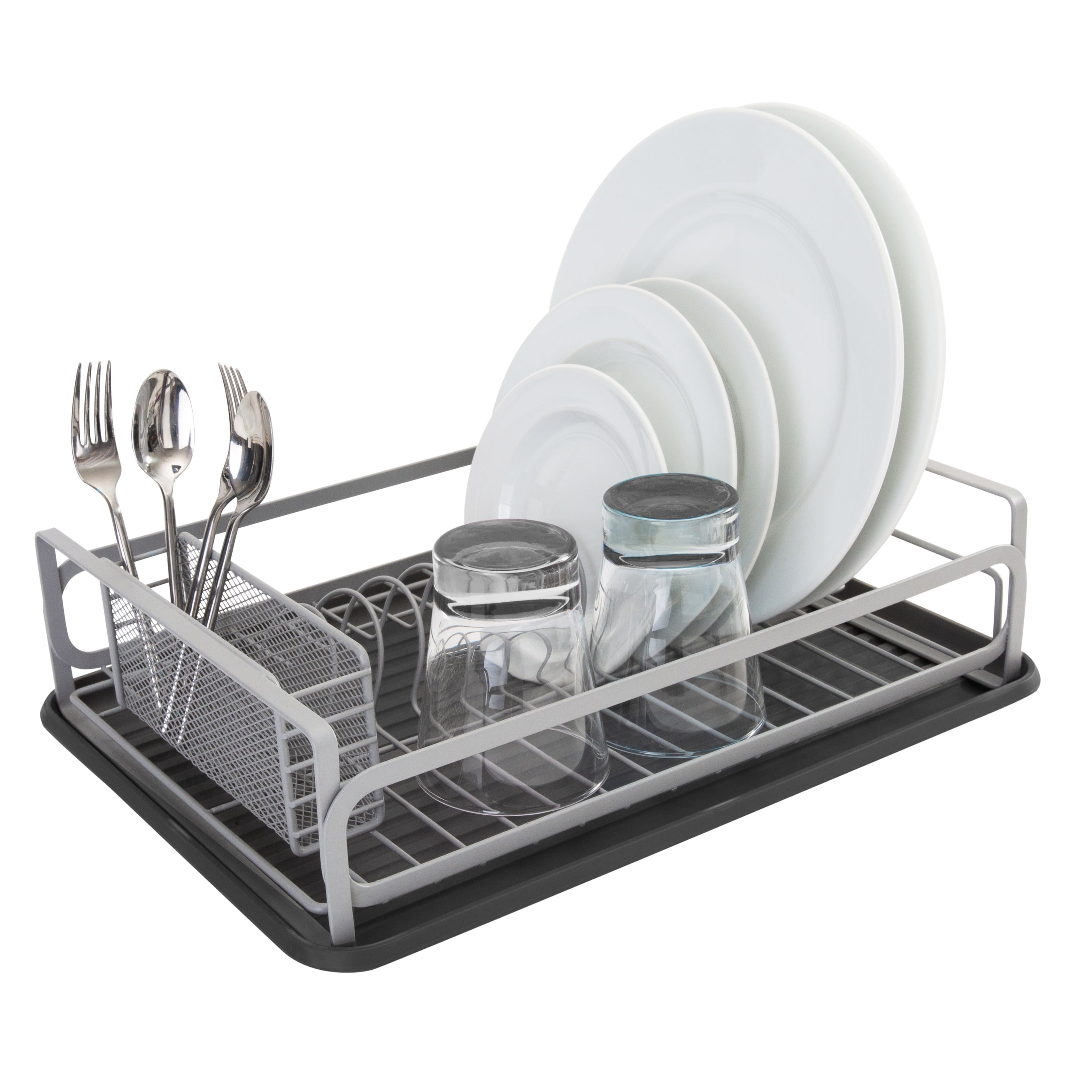 Umbra Holster Dish Drying/Draining Rack With Cutlery Holder, Charcoal