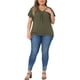 thumbnail image 2 of Agnes Orinda Talla Grande Blusa para Mujeres con Cuello en V y Volantes, Camiseta de Manga Corta, Tops de Verano 4X Verde, 2 of 6