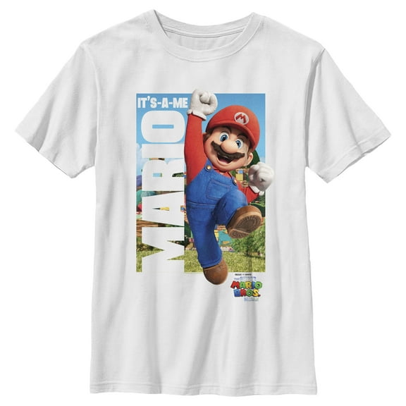 Boy's The Super Mario Bros. Movie Mario It's-A-Me Poster  Graphic Tee White X Large