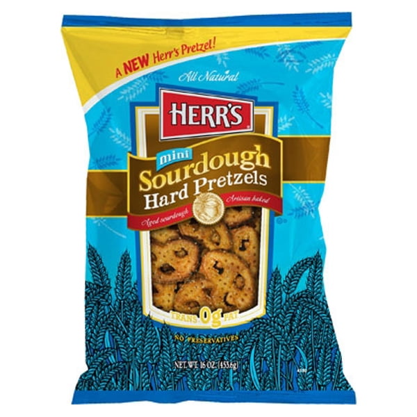 Herr's Mini Sourdough Hard Pretzels 16 oz Bags Pack of 7