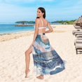 thumbnail image 6 of FORMRS Womens Long Sarong Beach Wrap Semi-Sheer Bikini Skirt Bathing Swimsuit Cover Up, Rolling Waves, 6 of 7