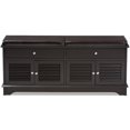 thumbnail image 3 of Baxton Studio Leo Faux Leather Shoe Storage Bench in Dark Brown, 3 of 9