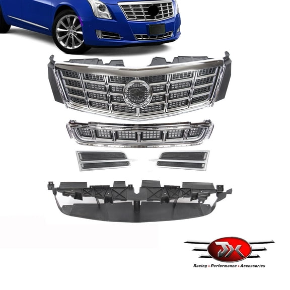 JX RACING Front Upper Lower Grille Bracket Foglight Cover Compatible with Cadillac XTS 2013-2015 Front Grille Set 5PCS