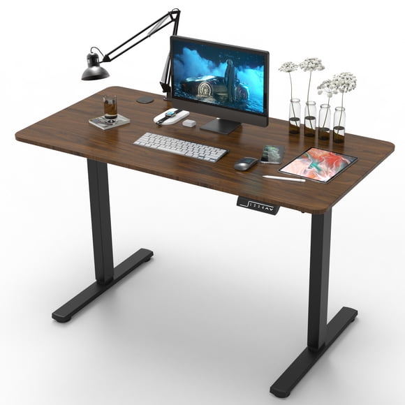 FOH Escritorio de pie motorizado eléctrico, Ajustable en Altura, Ergonómico con Control Remoto, Escritorio de pie para Sentarse, (con Tablero empalmes)