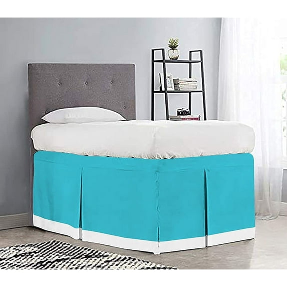 Dorm Room Bed Skirt - College Dual Tone Dorm Bed Skirt - Two Tone Dorm Bedskirts - College Long Dorm Room Bed Skirt - Brushed Microfiber Two Tone Bedskirts - Twin-XL - 42" Drop, Turquoise Blue