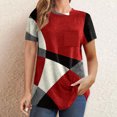 thumbnail image 1 of Soki Hauts pour Femmes Manches Courtes Col Rond Été Ample Imprimé Géométrique Blouse Chemise Tees, 1 of 6