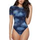 thumbnail image 1 of Balery Starry Sky Body de cuello redondo de manga corta para mujer Tops de manga corta Tops básicos-Medium, 1 of 7