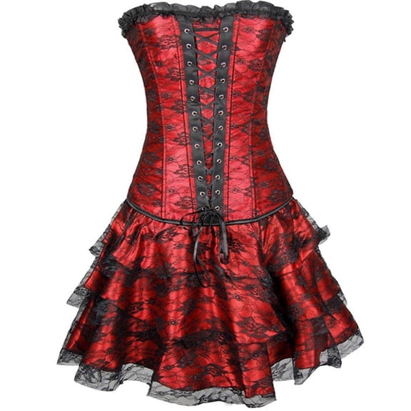 FASHOFT Halloween Dresses For Women Elegant Court Corset Puffy Tutu Dress Vintage Princess Gown Cosplay Outfit Halloween Costumes L