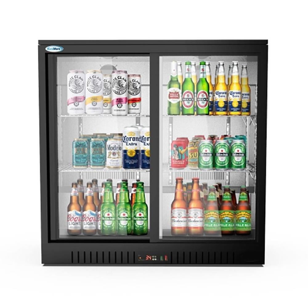 Pemberly Row 2 Slide Door Metal Back Bar Cooler Counter Height Refrigerator