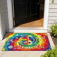 thumbnail image 4 of SHJHENG Retro Peace Sign Guitar Area Rug, Non-Slip Washable Welcome Mat for Front Door, Bathroom & Home Decor, 4 of 5