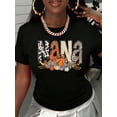 thumbnail image 2 of Women Casual Leopard Print Nana Text Pumpkin Graphic Tee Autumn Thanksgiving Top, 2 of 5