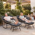 thumbnail image 6 of RADIATA Oversized Outdoor Papasan Rocking Chair with Ottoman Set of 2, Indoor Outdoor Heavy Duty Wicker Patio Egg Rocking Chair with 5.1 Cushion, 450lbs Capacity, Gray, 6 of 10