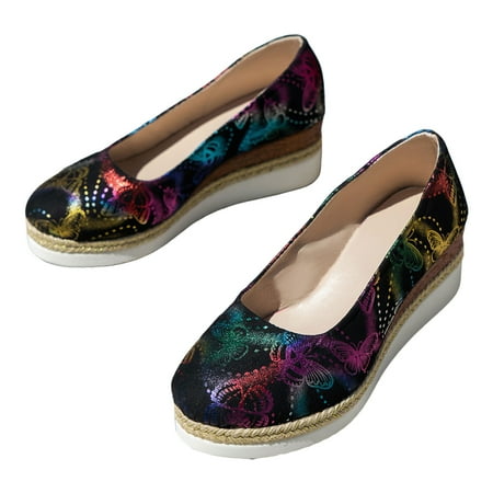 

Jungdeepe Ladies Colorful Print Round Head Shallow Mouth Thick Mens Leather Dress Shoes Olive Casual Shoes Wedge Women Sandals Casual Woman Business Casual Shoes Street Car Shoes for Men