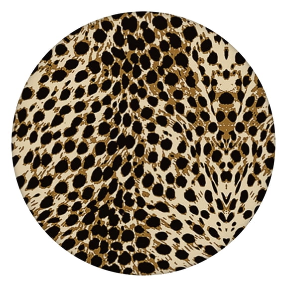 Brown and Black Leopard Print Round Fitted Tablecloth with Elastic Edge,Dining Table Cover Waterproof,Outdoor Round Tablecloth for Camping,Dining,Indoor and Outdoor