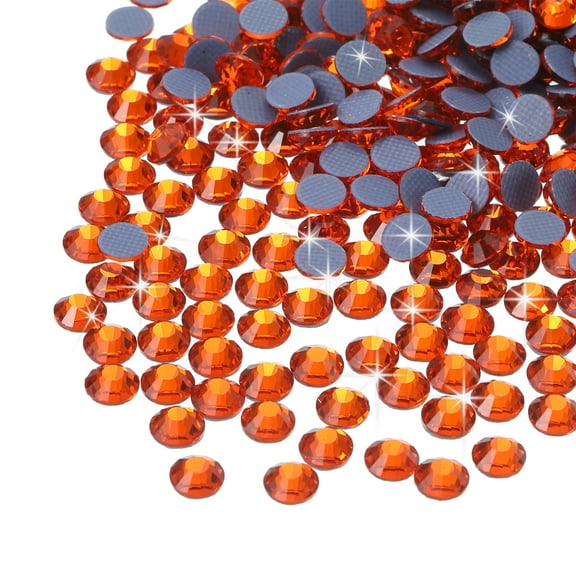 Uxcell 288 Pcs Hotfix Rhinestones Flatback Crystal Glass Gems (SS34 7.3mm,Orange)
