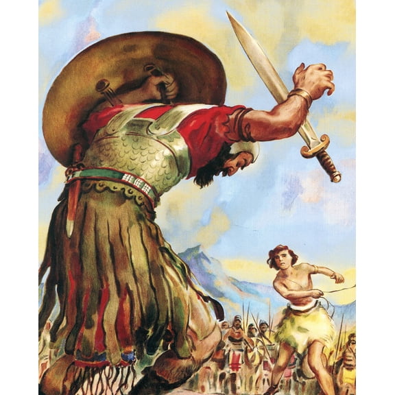 Catholic print picture - David and Goliath C - 8" x 10" ready to be framed