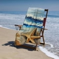 thumbnail image 4 of PHYHOO Ocean Starfish Vintage Wood Beach Towel, Sand Free Microfiber Beach Blanket, Quick Dry Absorbent Bath Towels for Swimming Pool, Camping, Picnic, Yoga Gym Sports 30x60in, 4 of 8